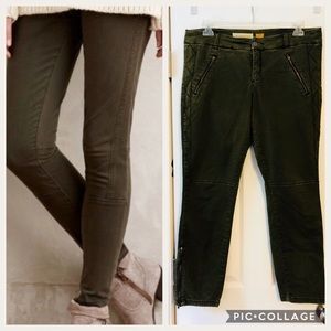 Anthropologie Pilcro green moto zipper pants
